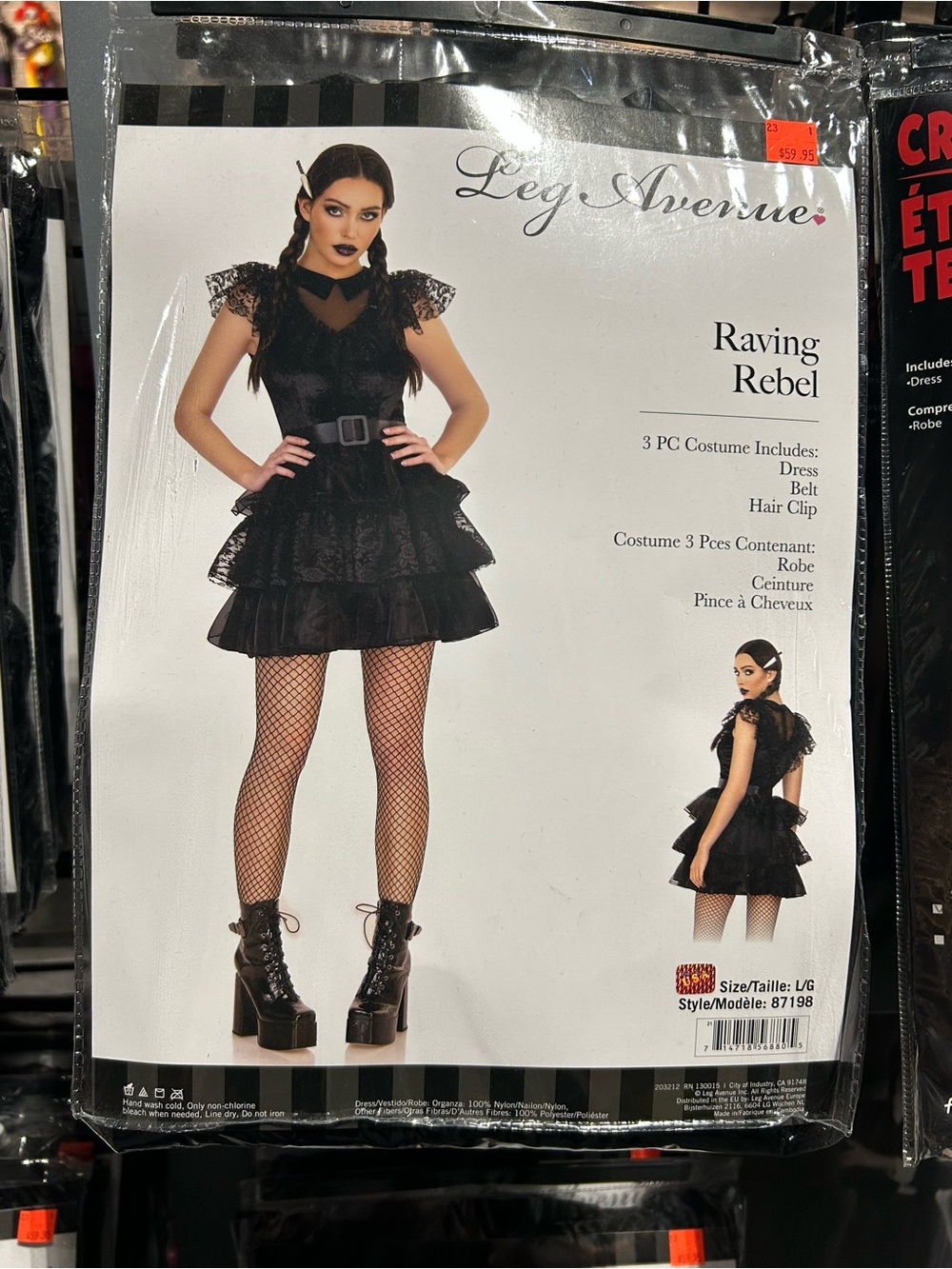 Leg Avenue Black Raving Rebel Tiered Lace Mini Dress